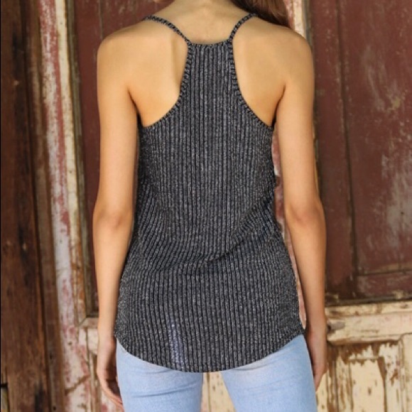 SILVER SPARKLE and BLACK KNIT TANK TOP - Picture 7 of 12
